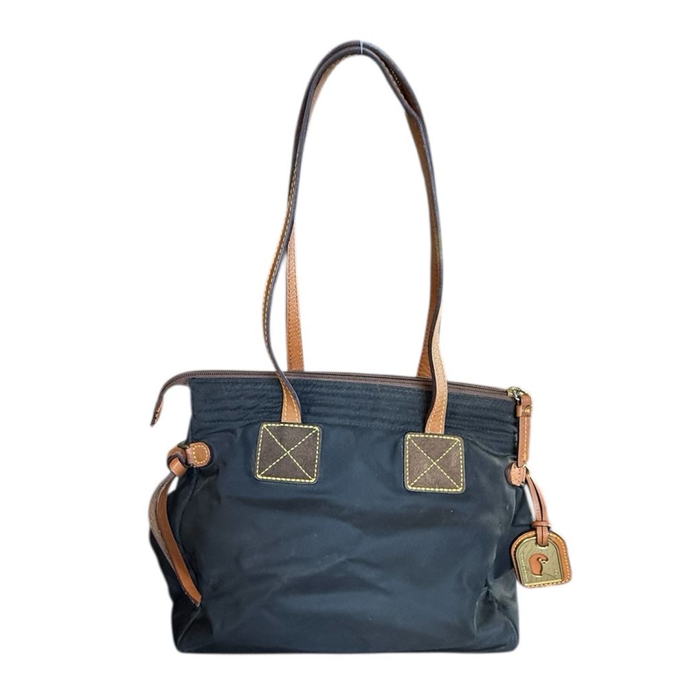 Dooney & Bourke Black with Brown Leather Trim Nylon shoulder tote bag - Picture 2 of 16